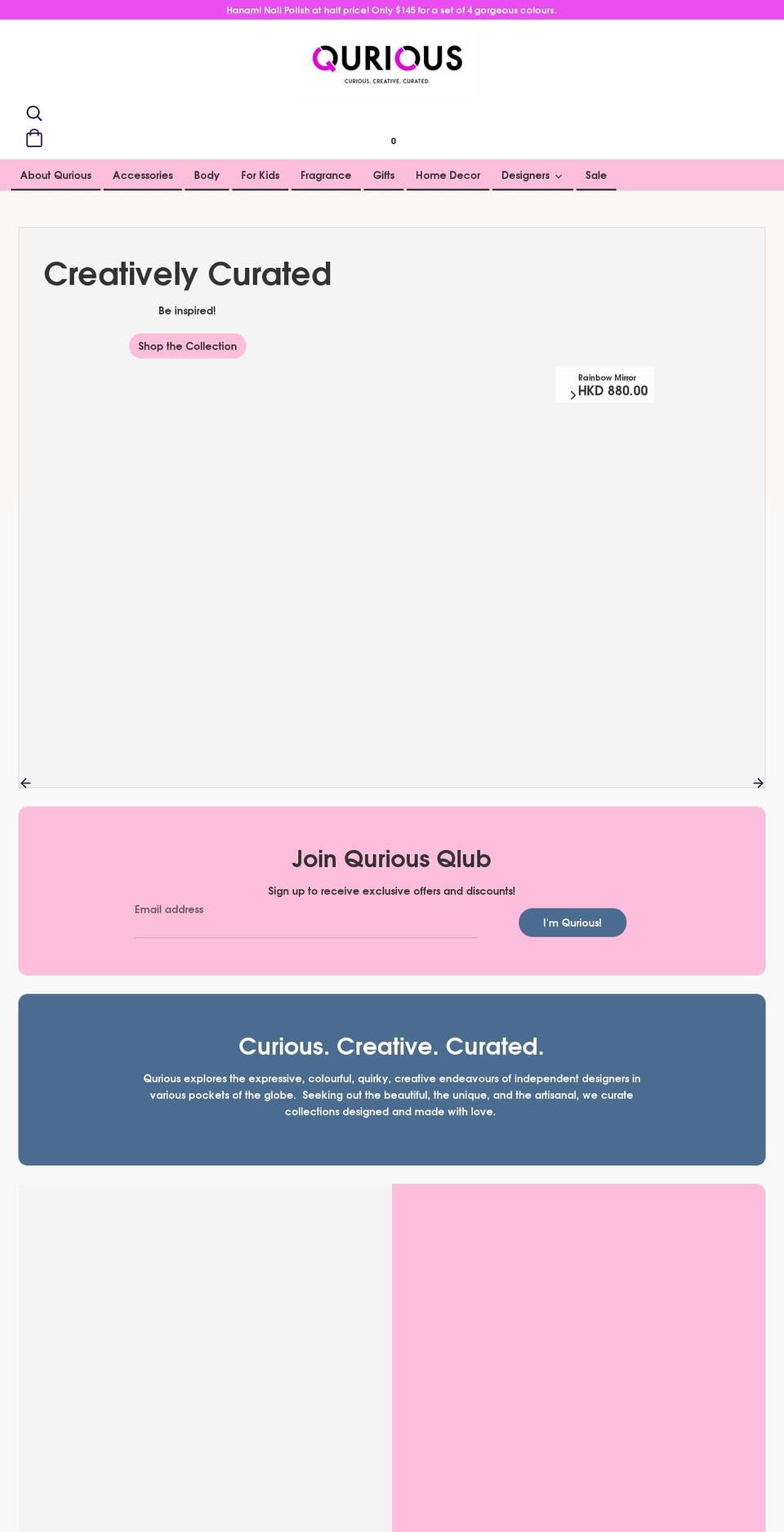 qurious.life shopify website screenshot