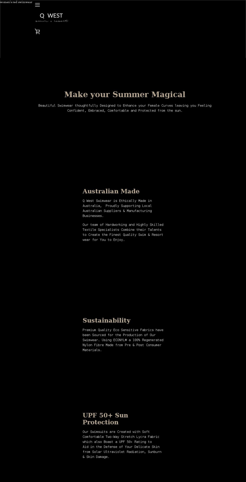 qwestswimandresort.com.au shopify website screenshot