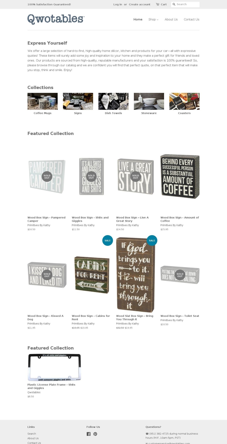 qwotables.com shopify website screenshot