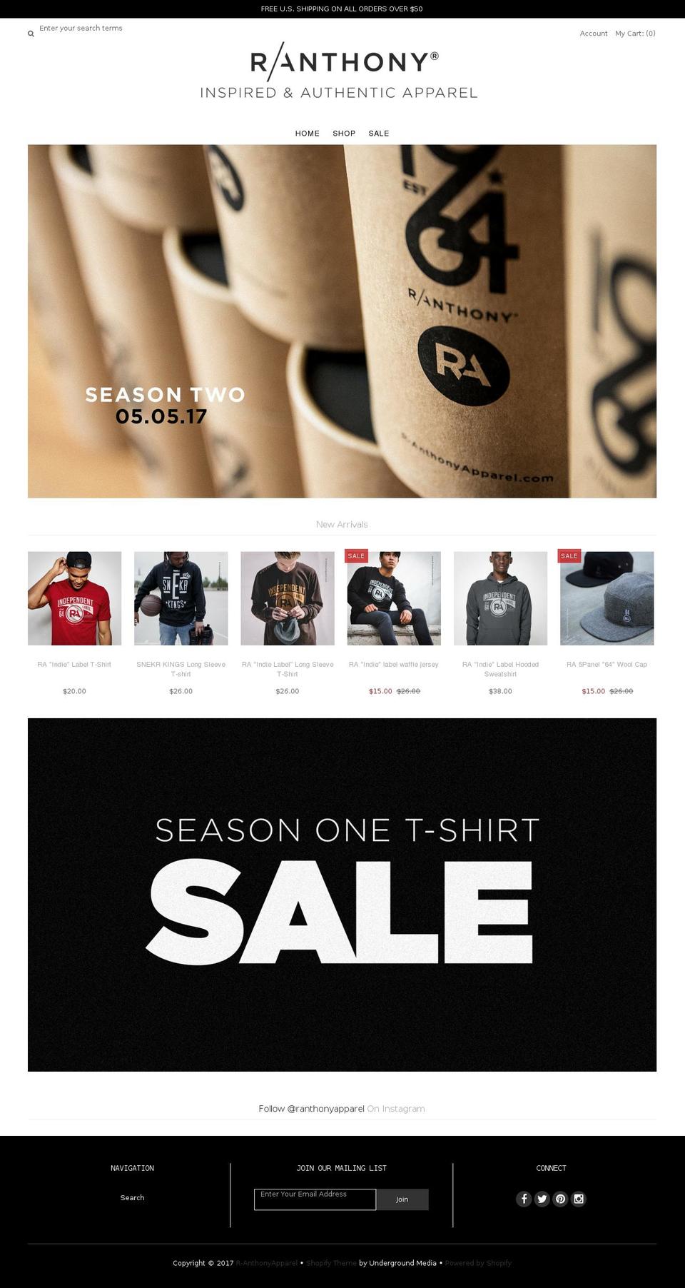 r-anthonyapparel.com shopify website screenshot