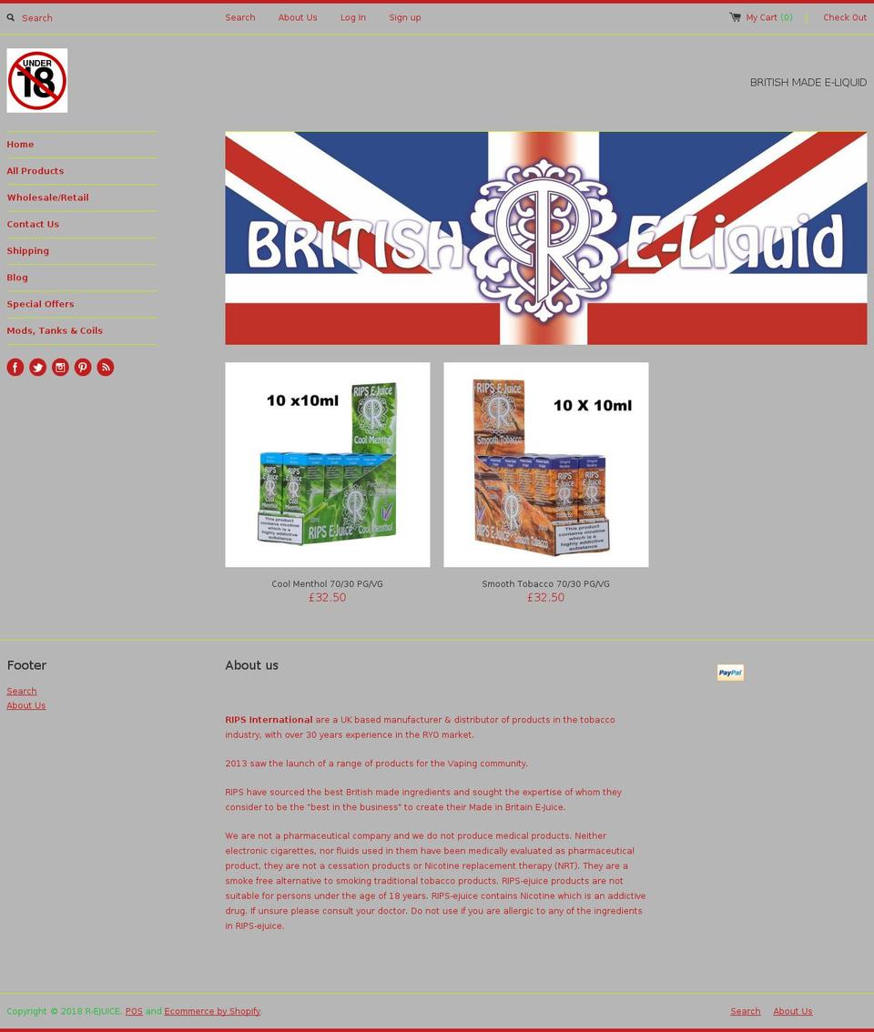 r-ejuice.com — Shopify storefront screenshot