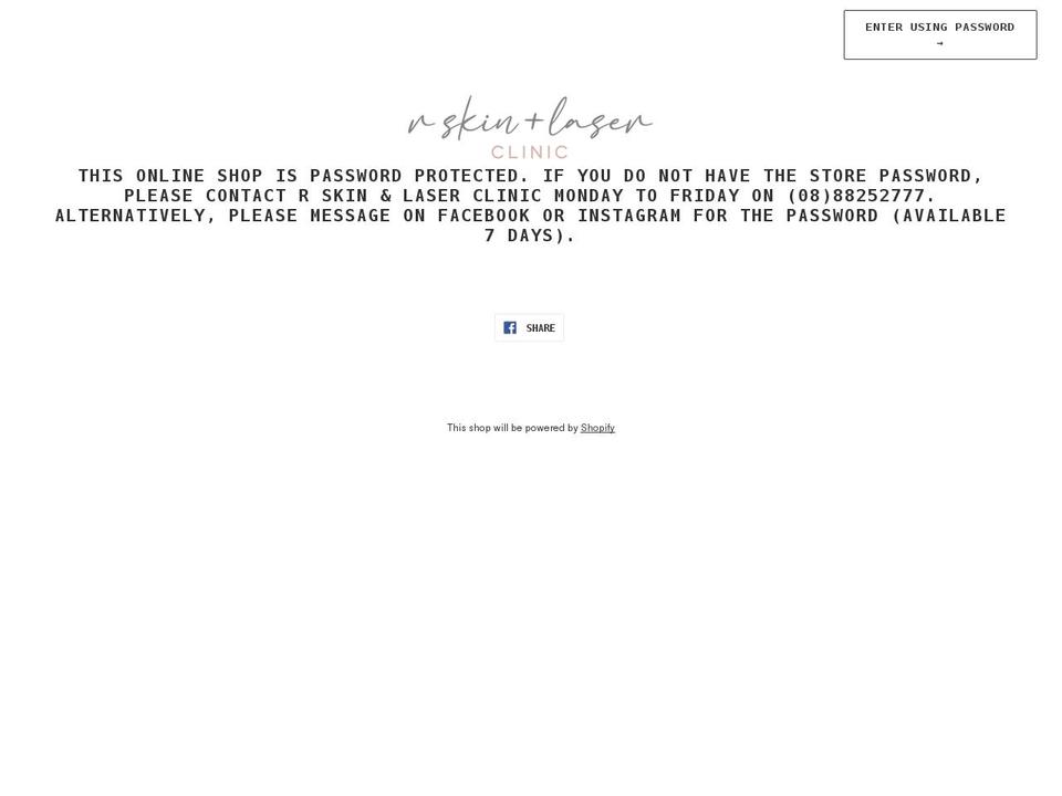 r-skin-laser-clinic.myshopify.com shopify website screenshot