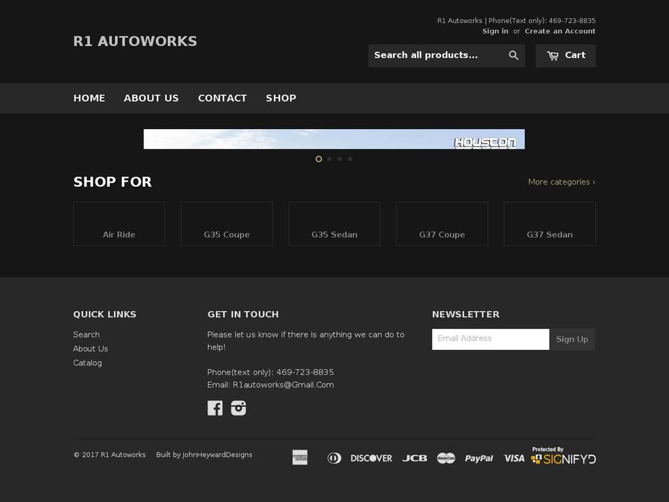 r1autoworks.org shopify website screenshot