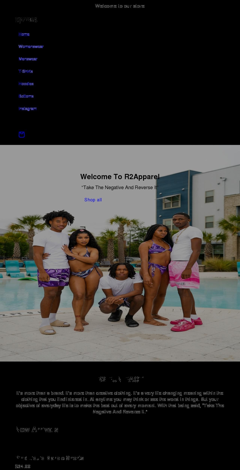 r2apparel.com shopify website screenshot