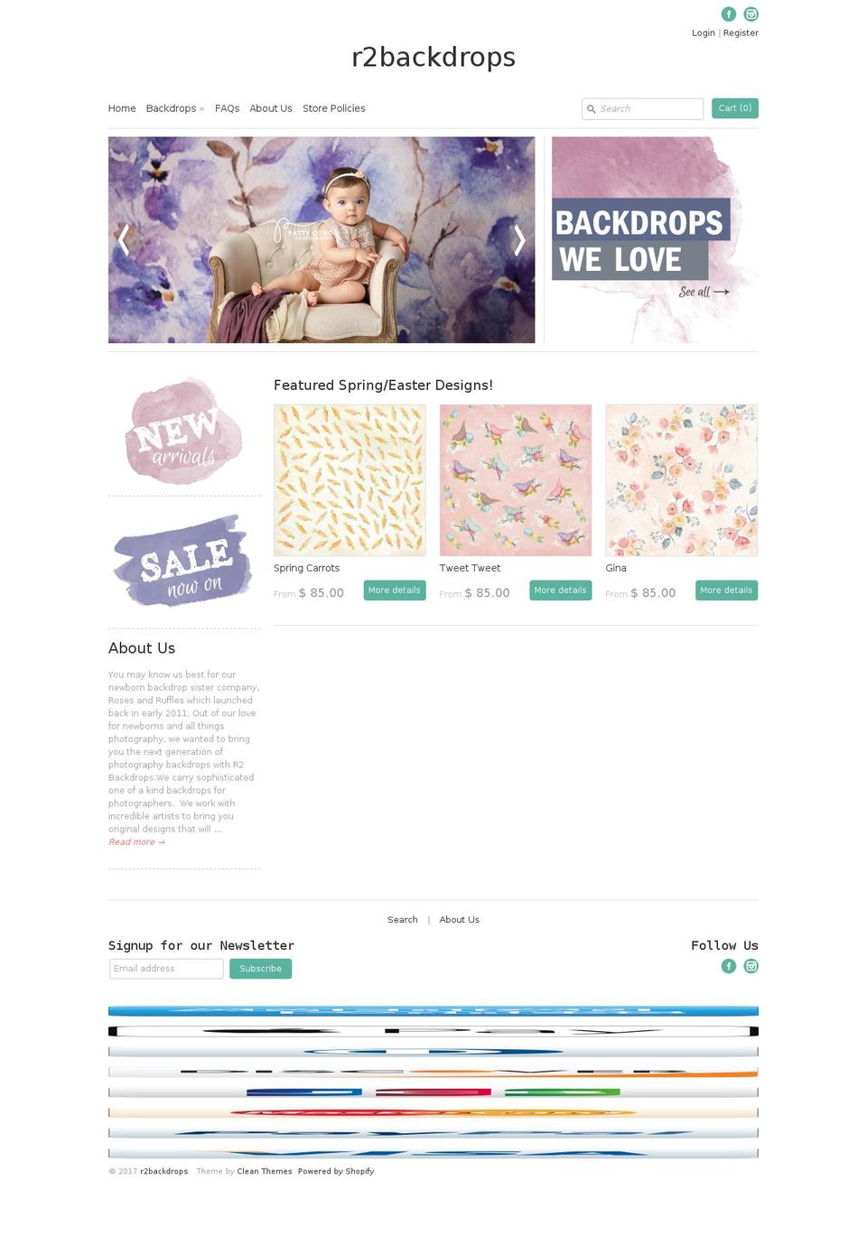r2backdrops.com shopify website screenshot