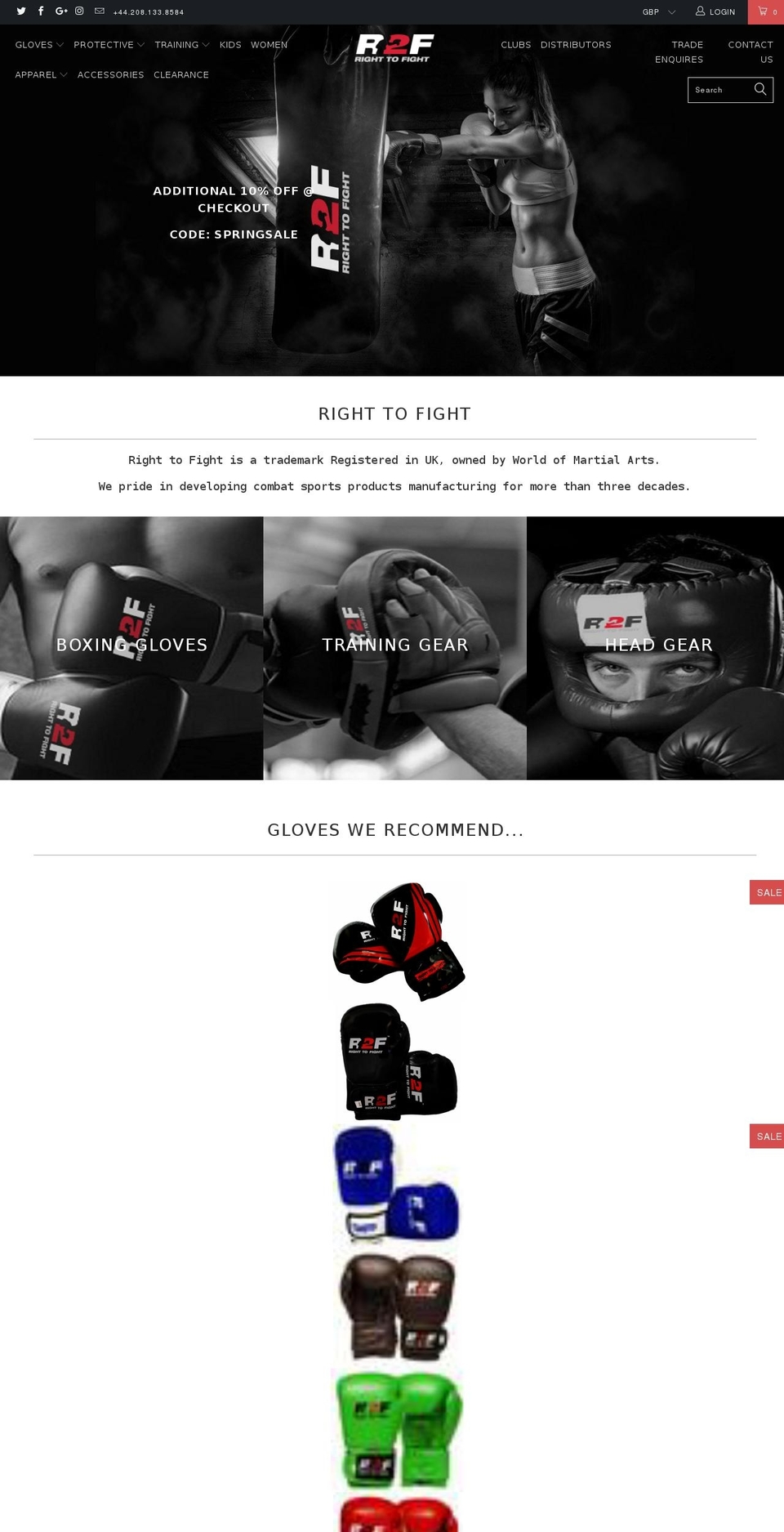 r2fsports.com — Shopify storefront screenshot
