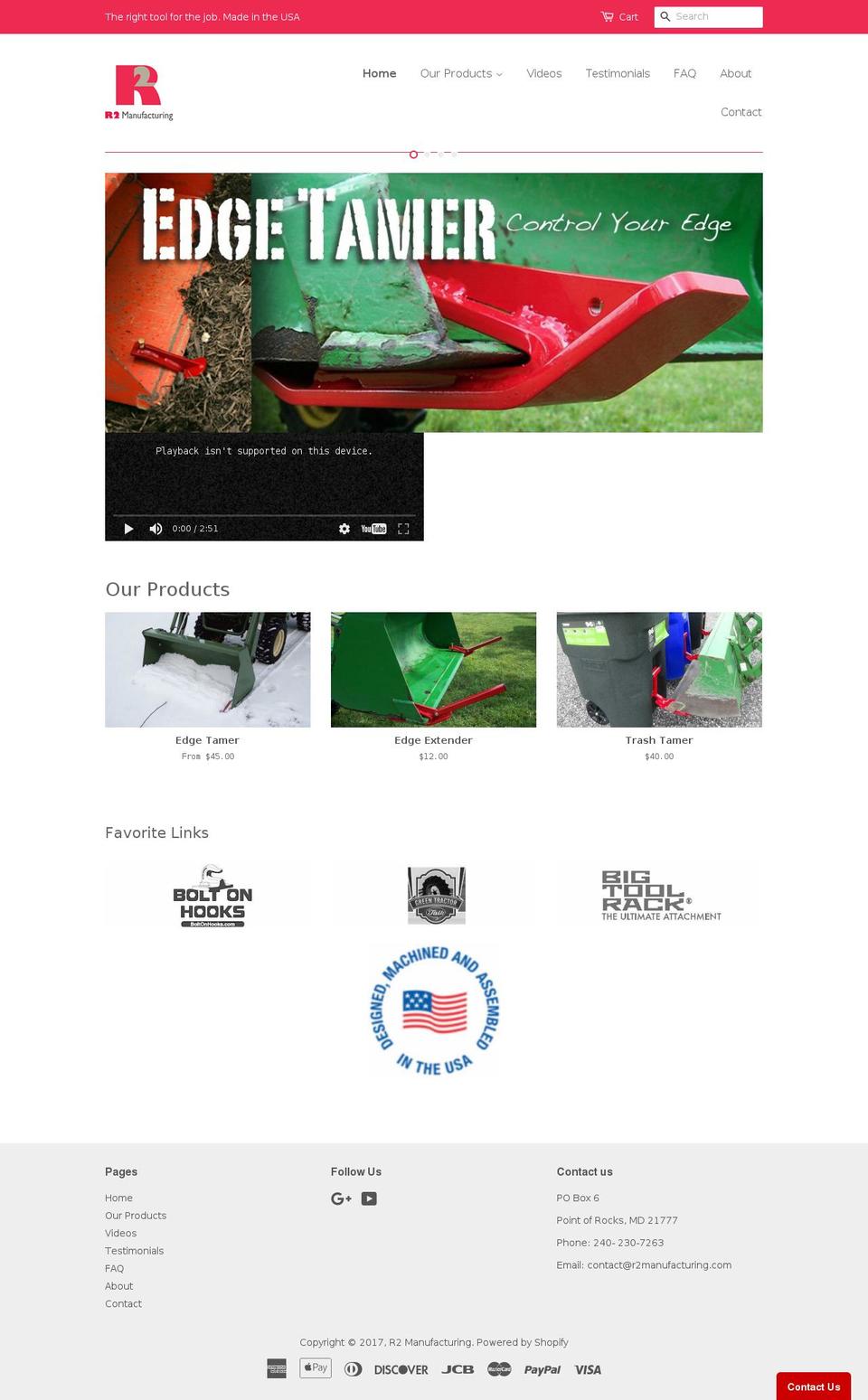 r2manufacturing.com shopify website screenshot