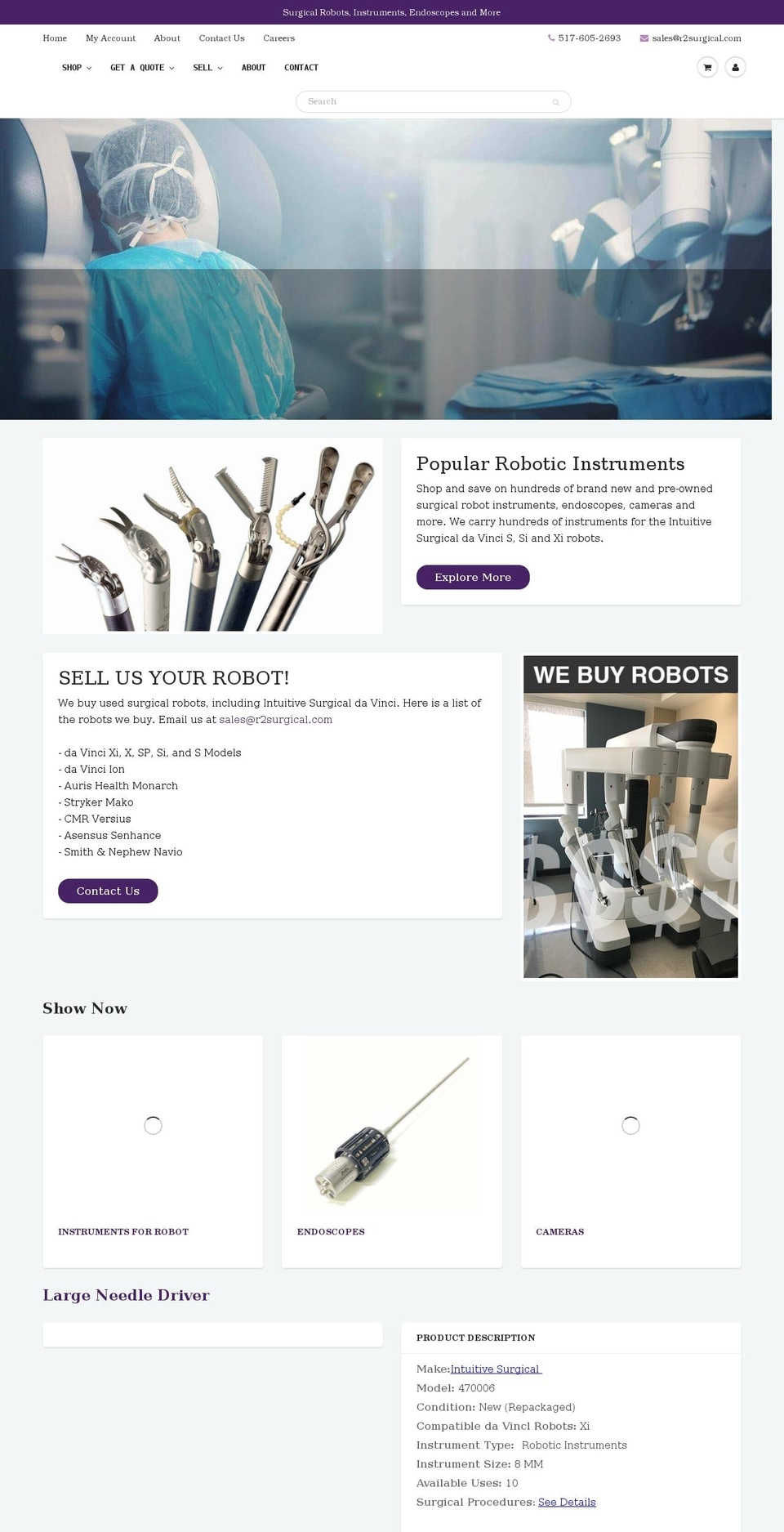 r2surgical.com shopify website screenshot