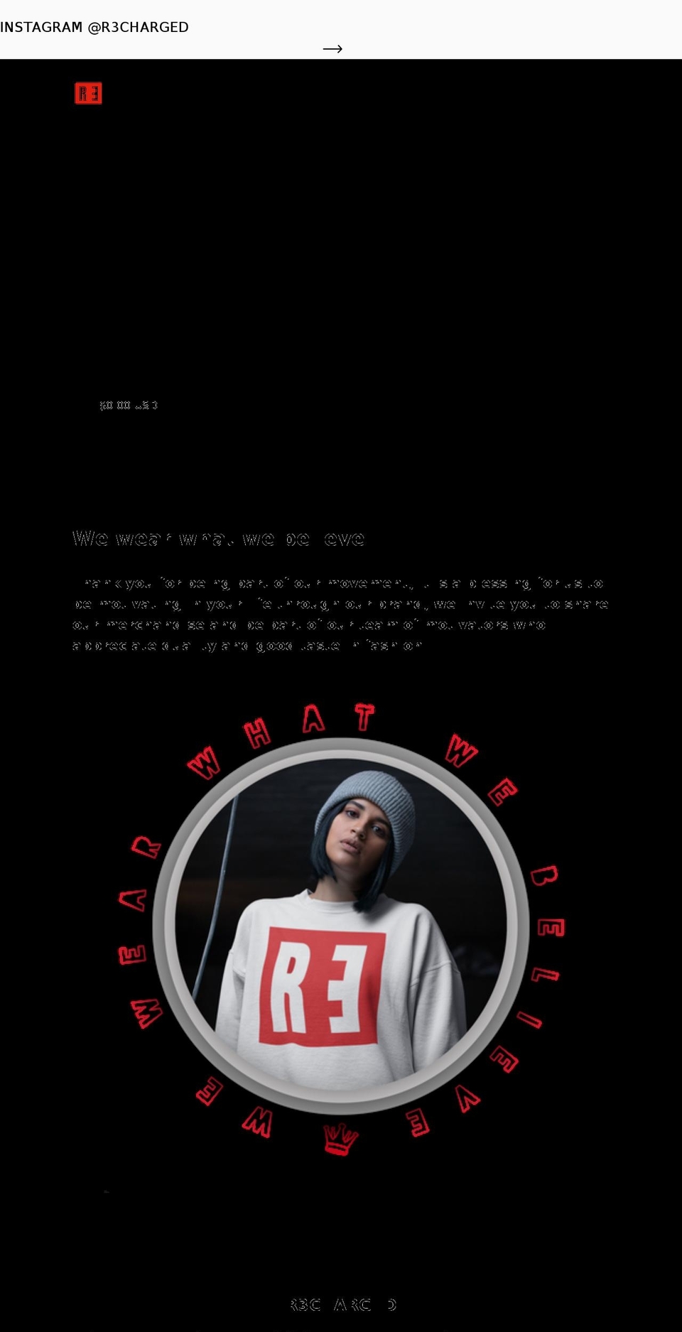 r3charged.com shopify website screenshot