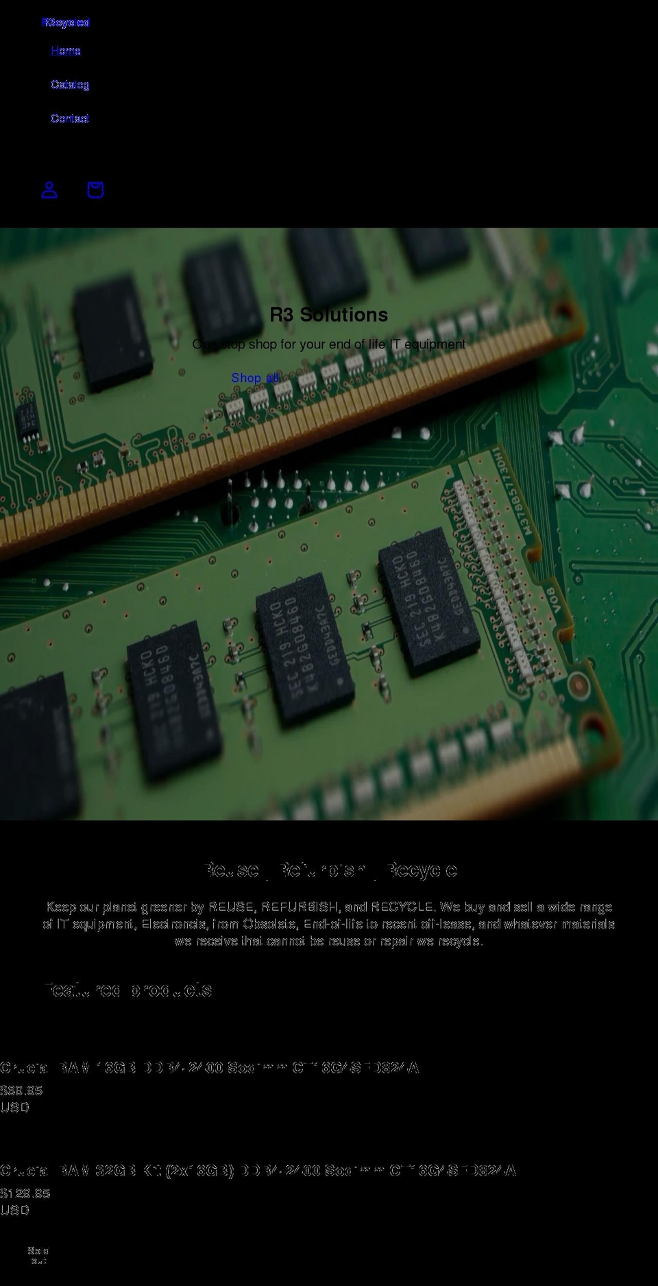 r3cycled.com shopify website screenshot