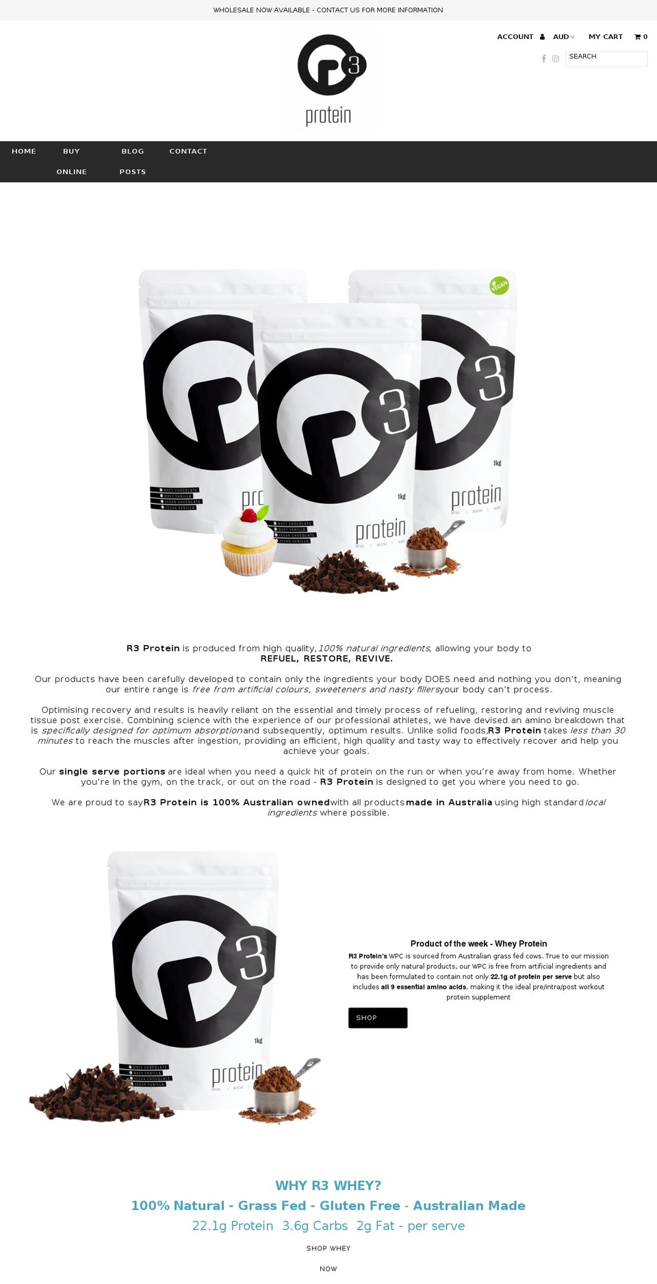 r3protein.com — Shopify storefront screenshot