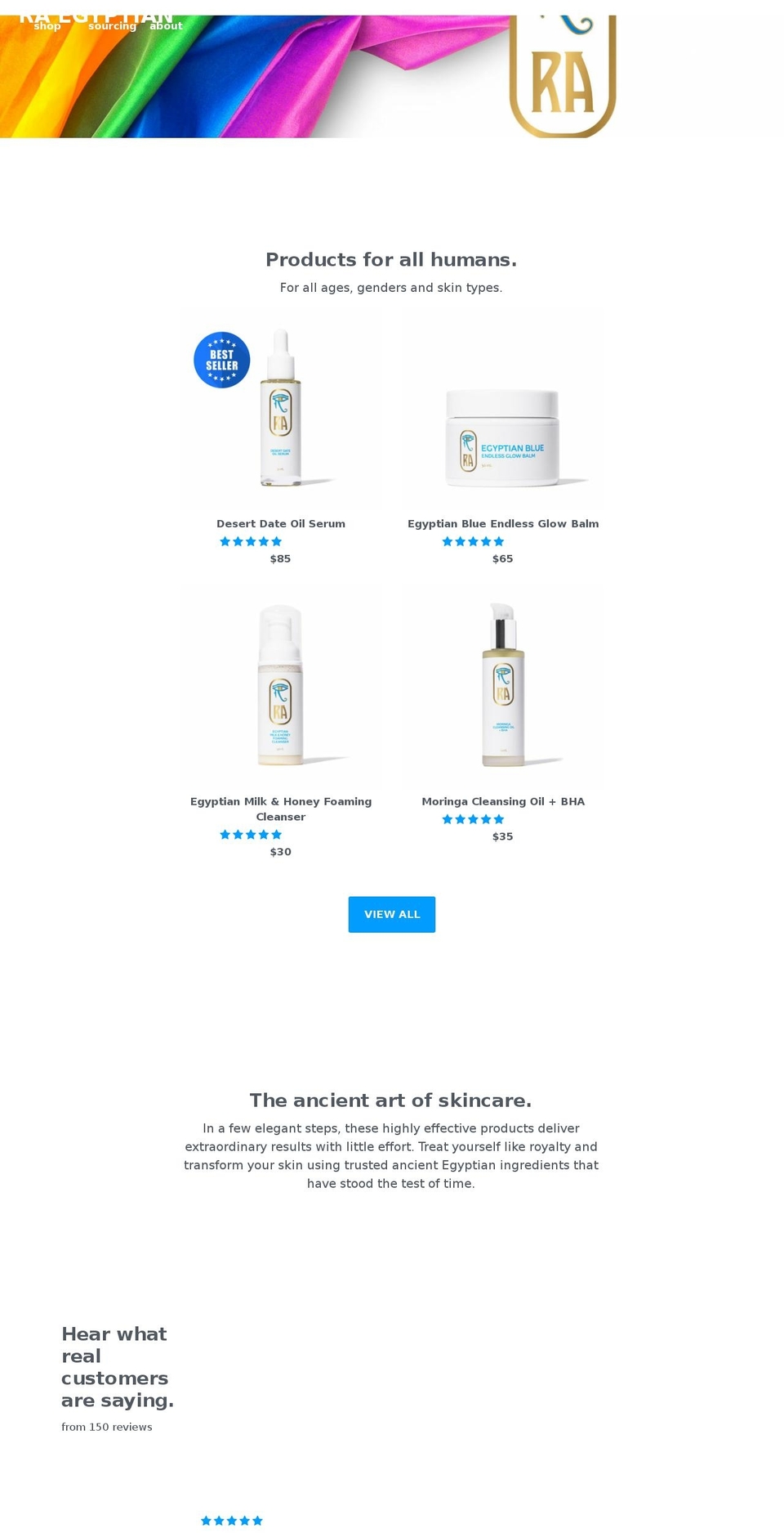 ra-egyptian.com shopify website screenshot