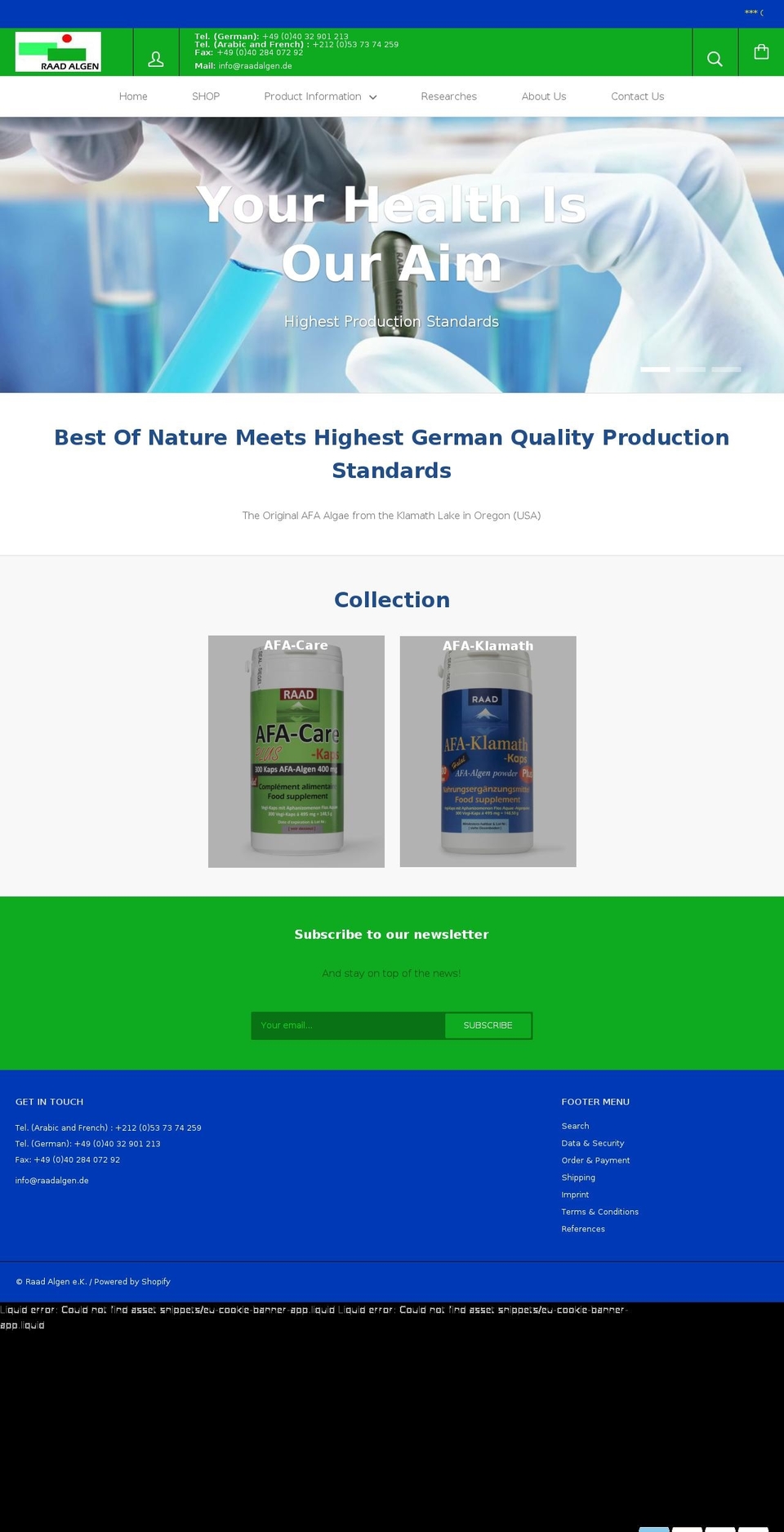 raadalgen.com — Shopify storefront screenshot