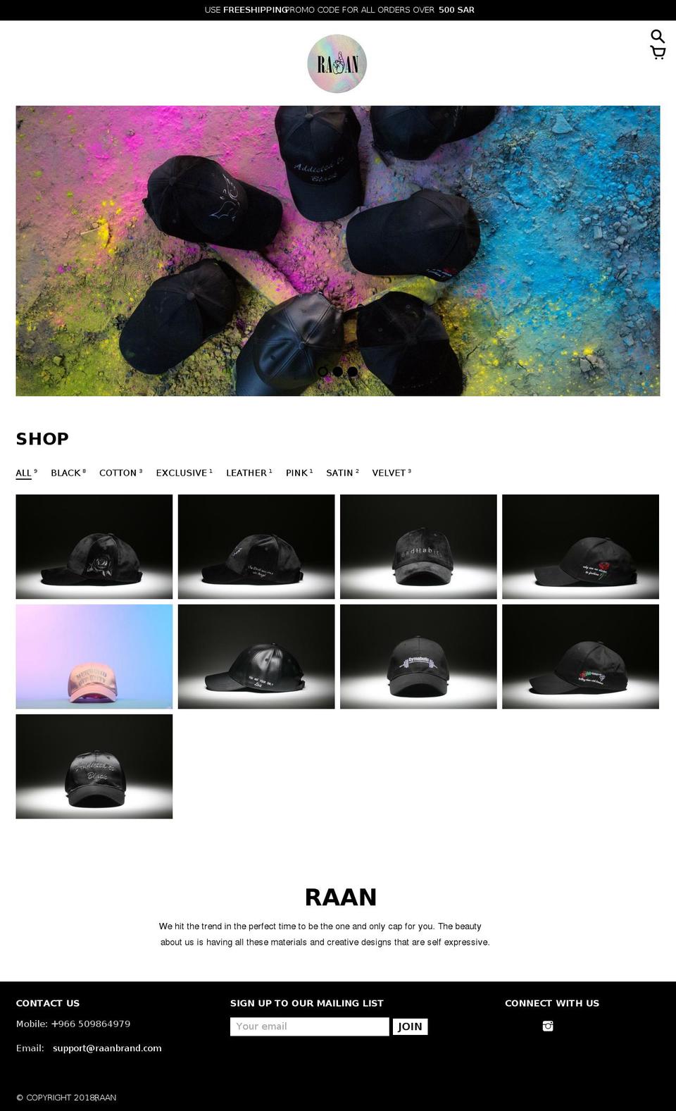 raanbrand.com — Shopify storefront screenshot