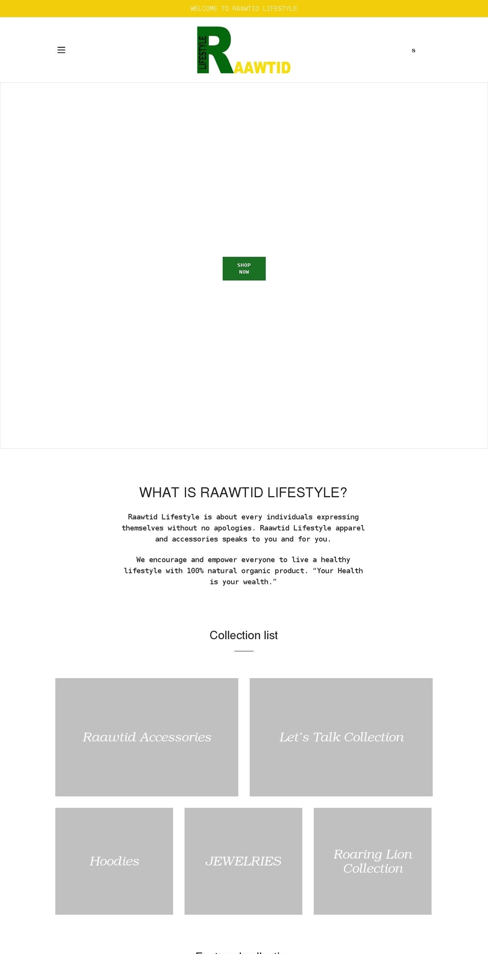 raawtid.com shopify website screenshot