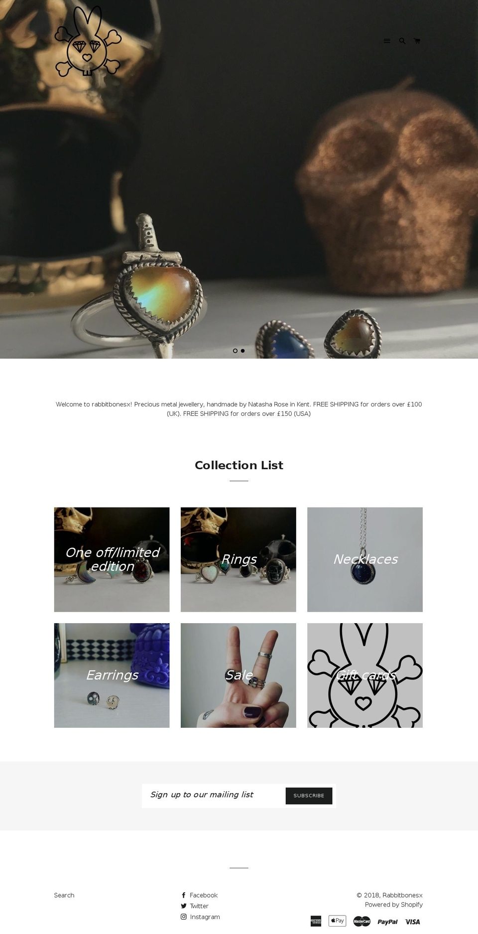 rabbitbonesx.com — Shopify storefront screenshot