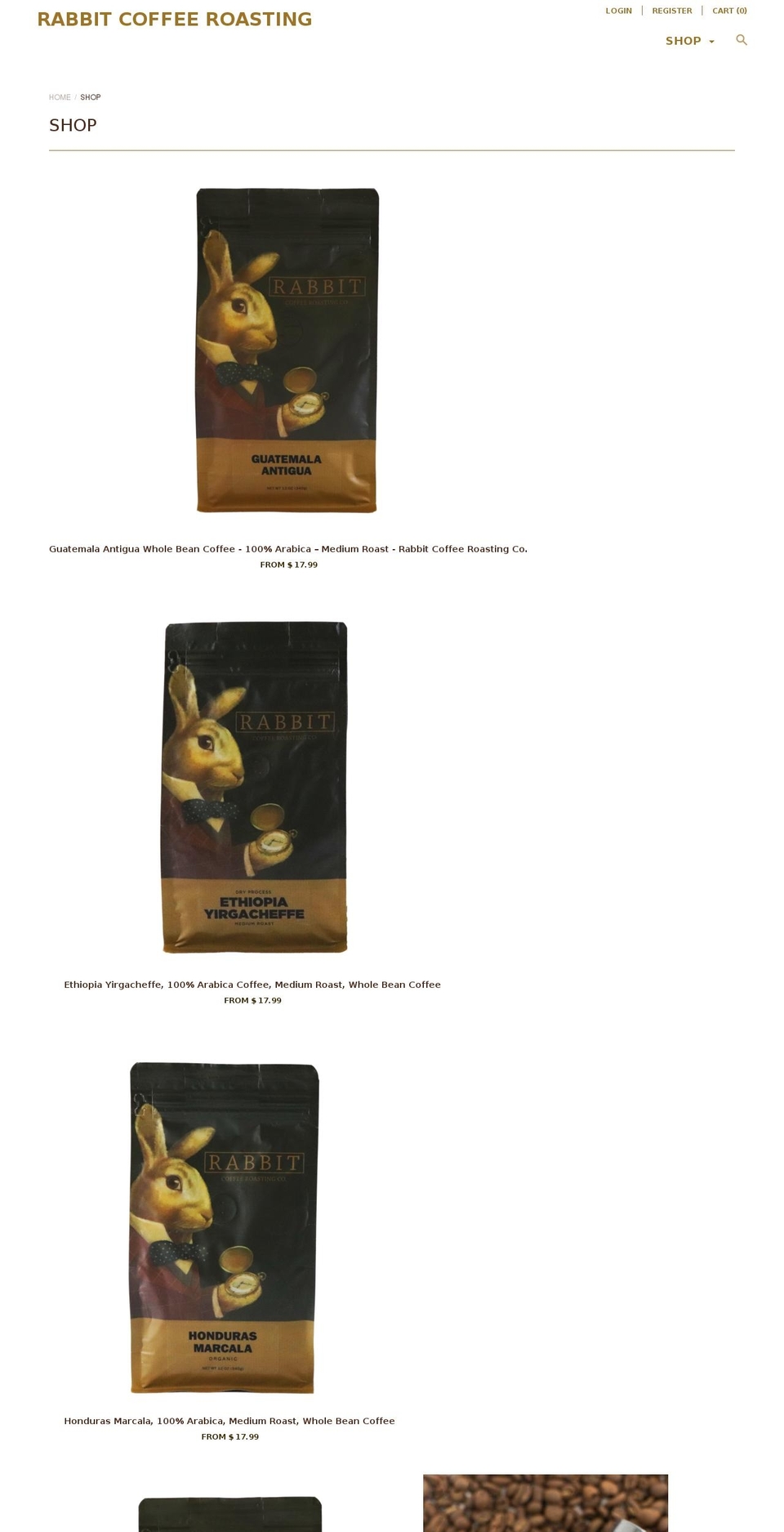rabbitcoffeestore.com — Shopify storefront screenshot