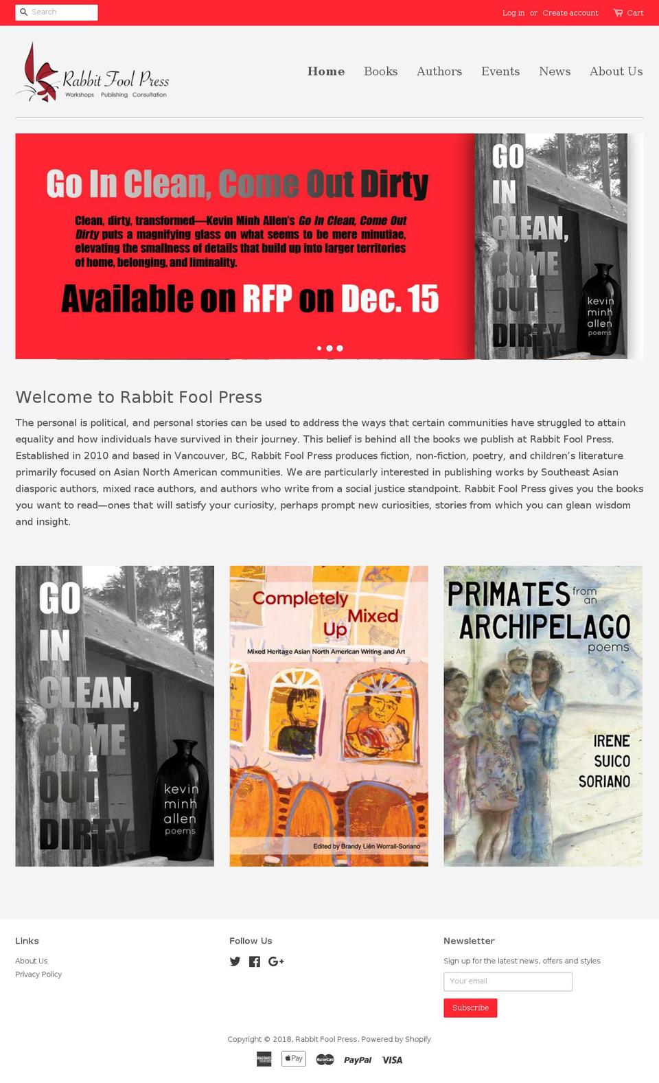 rabbitfoolpress.com — Shopify storefront screenshot