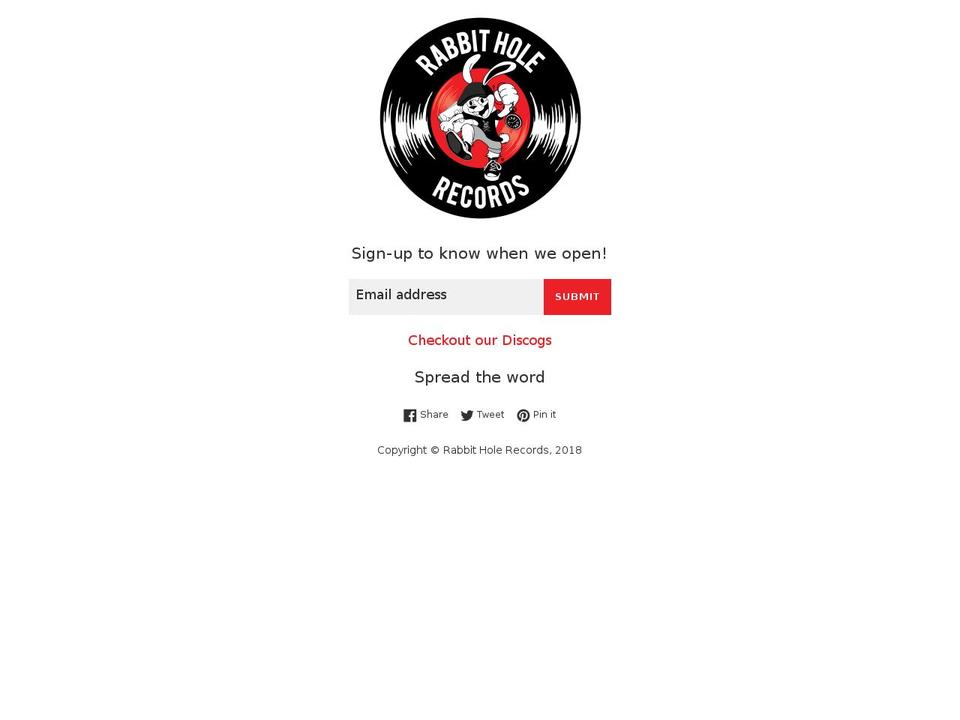 rabbitholerecords.com — Shopify storefront screenshot