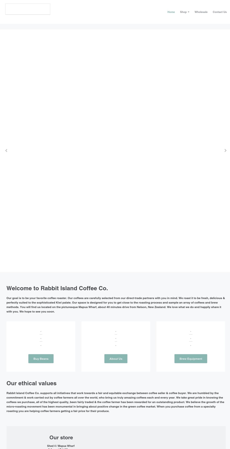 rabbitislandcoffee.co.nz shopify website screenshot