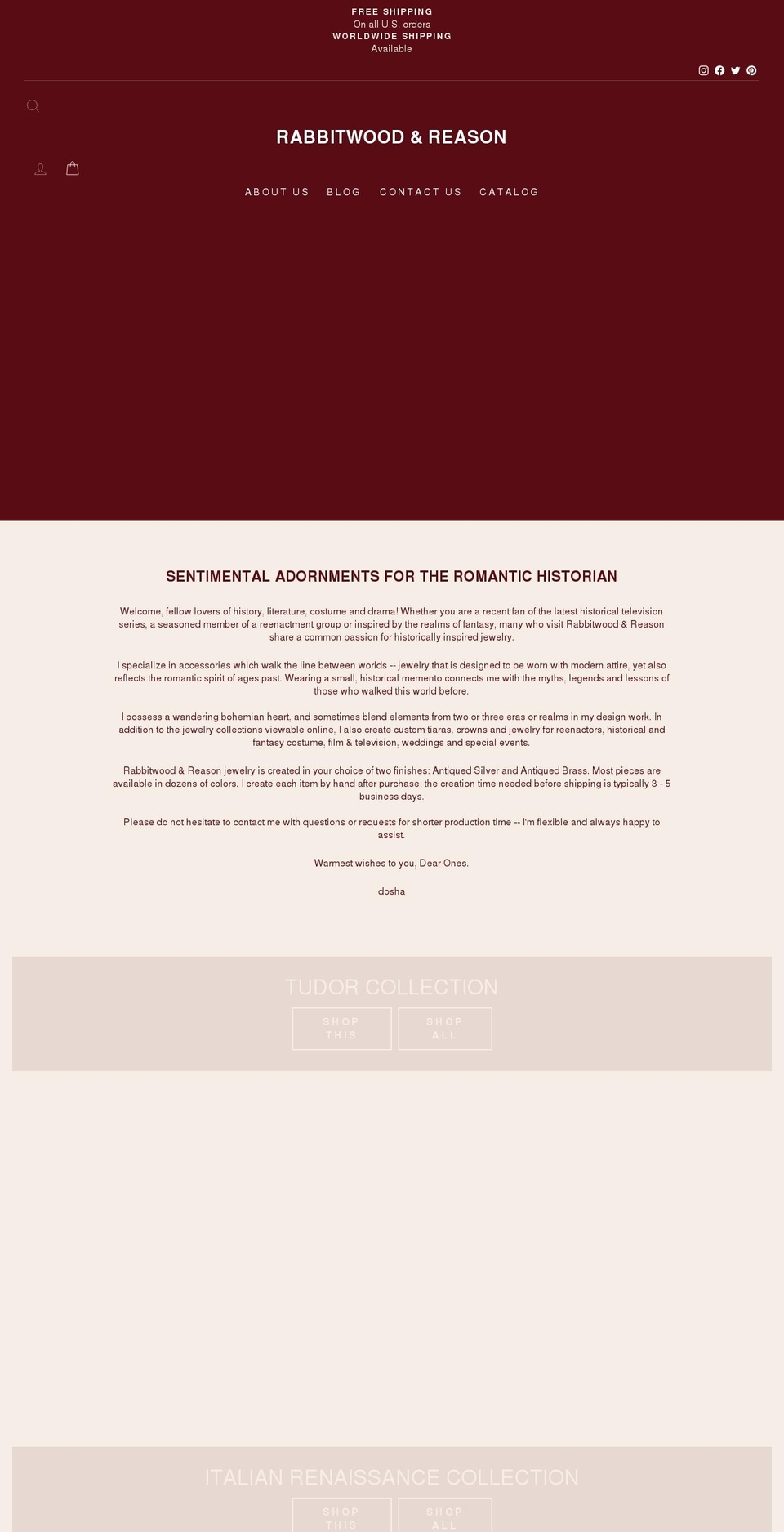 rabbitwoodandreason.com shopify website screenshot