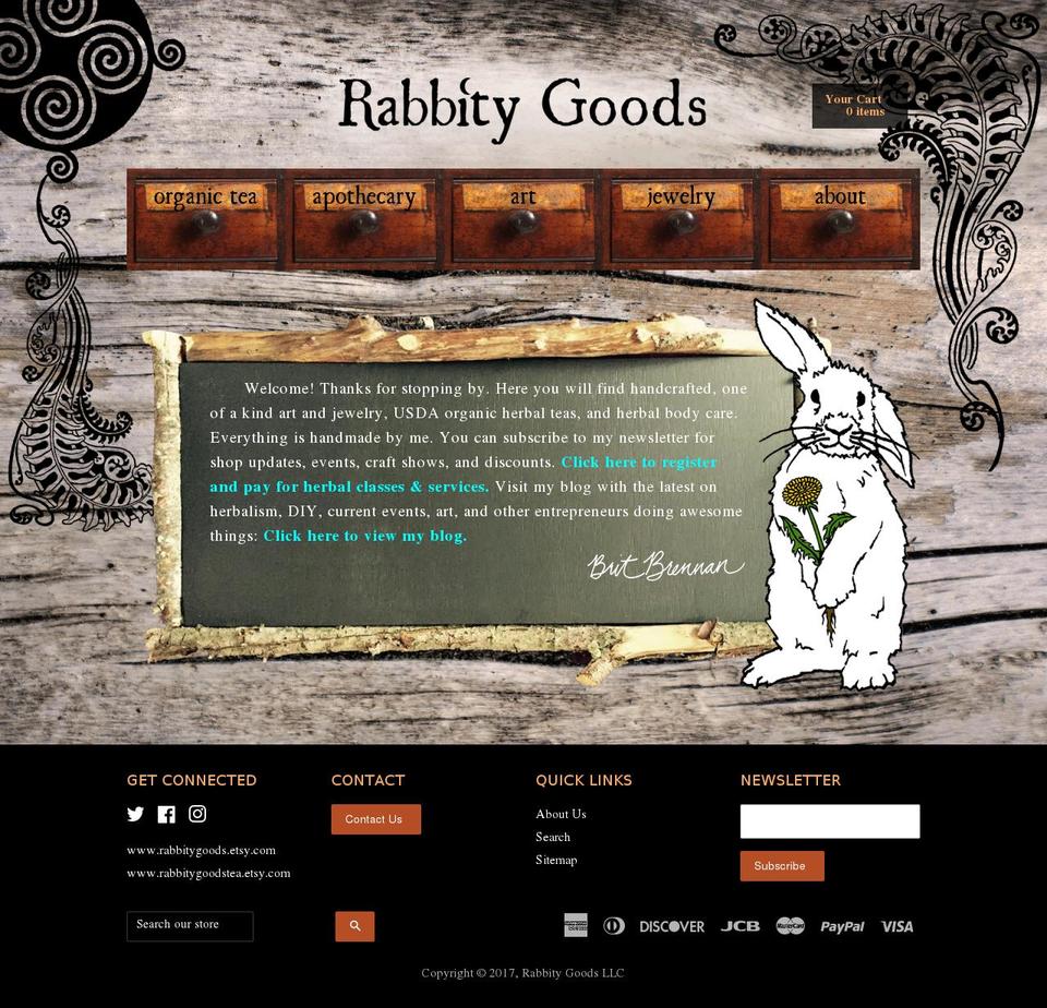 rabbitygoods.com shopify website screenshot