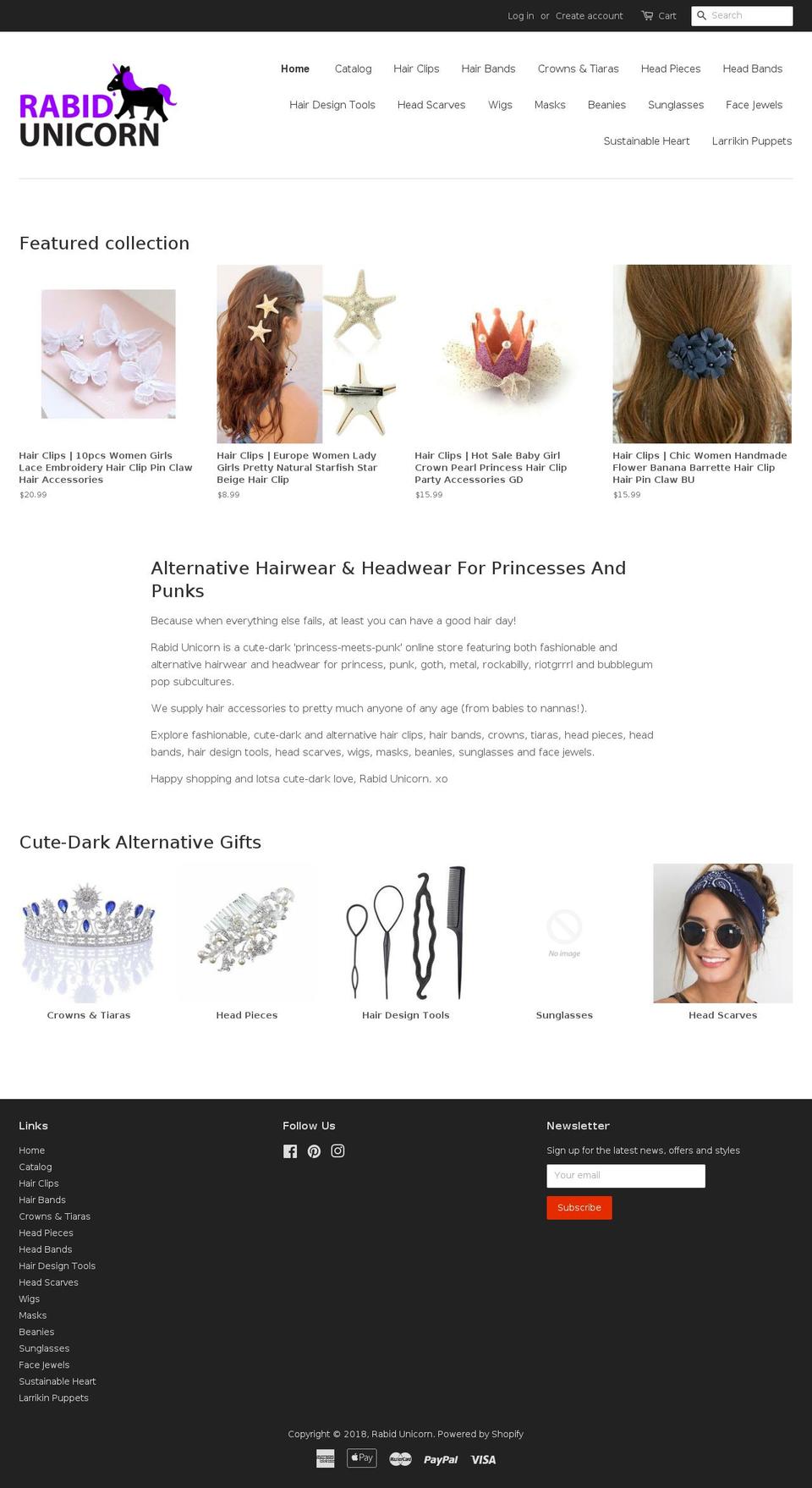 rabidunicorn.com — Shopify storefront screenshot