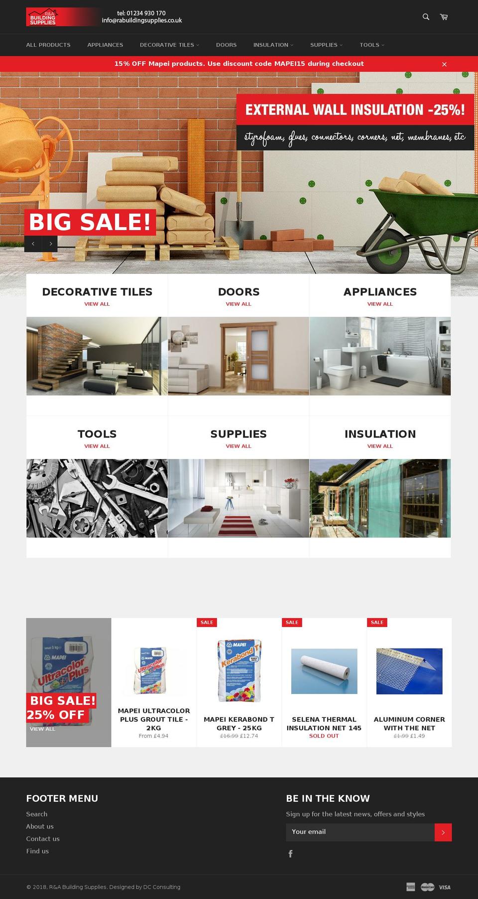 rabuildingsupplies.co.uk shopify website screenshot