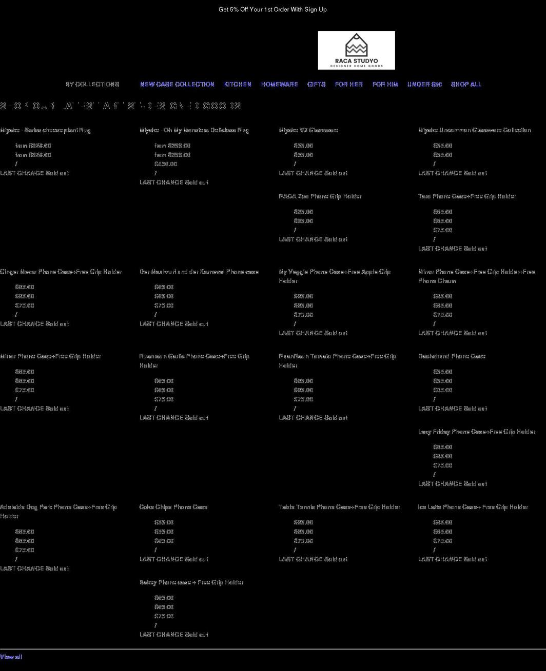 racastudyo.com shopify website screenshot