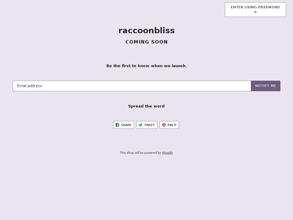 raccoonbliss.com — Shopify storefront screenshot