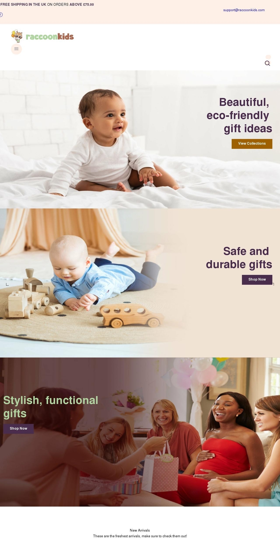 raccoonkids.com shopify website screenshot