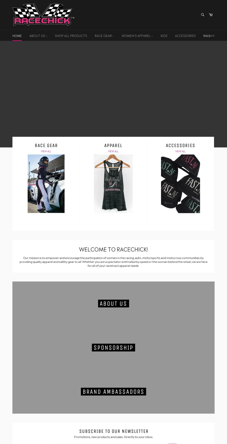 racechickapparel.com — Shopify storefront screenshot