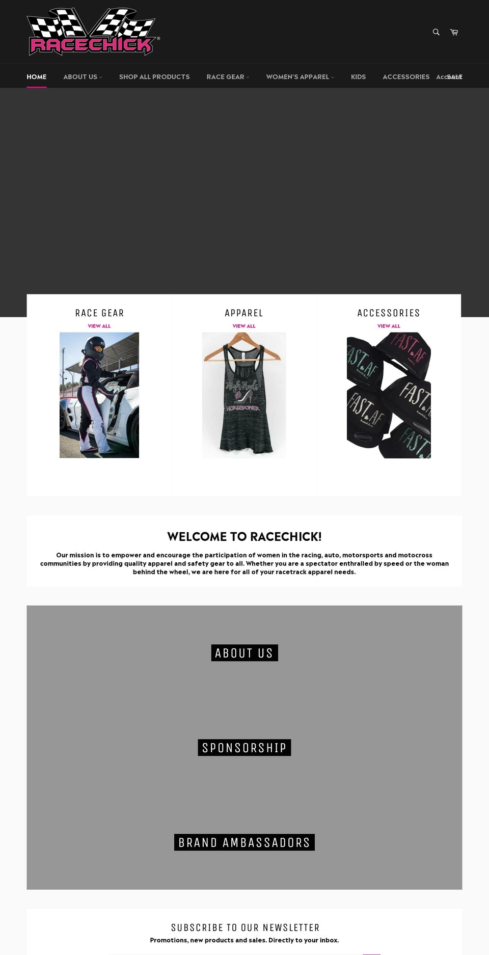 racechickapparel.net shopify website screenshot