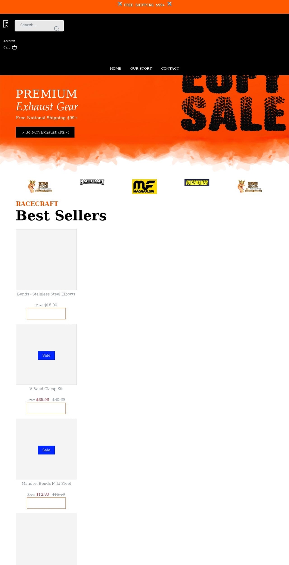 racecraftaus.com shopify website screenshot