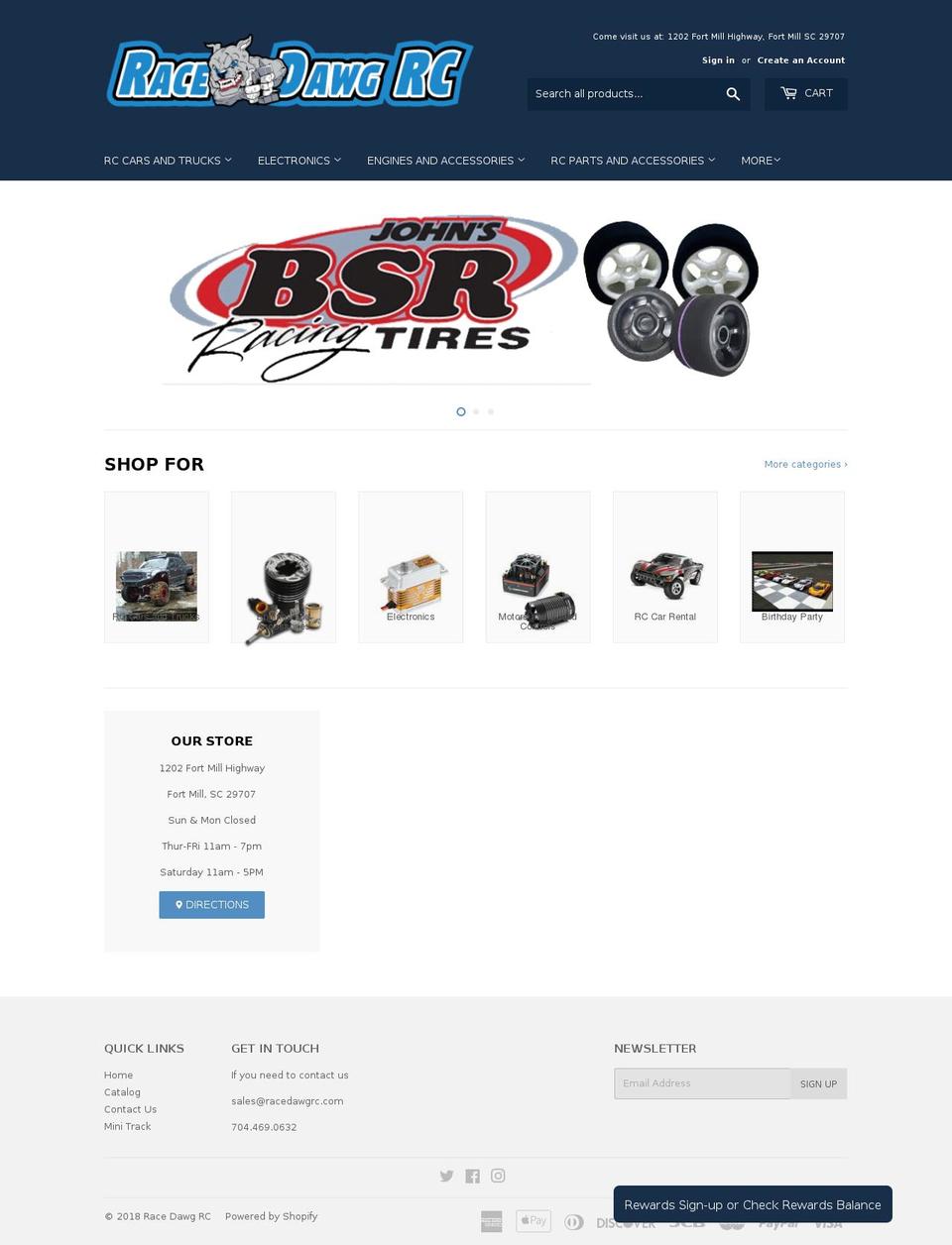 racedawg.com — Shopify storefront screenshot