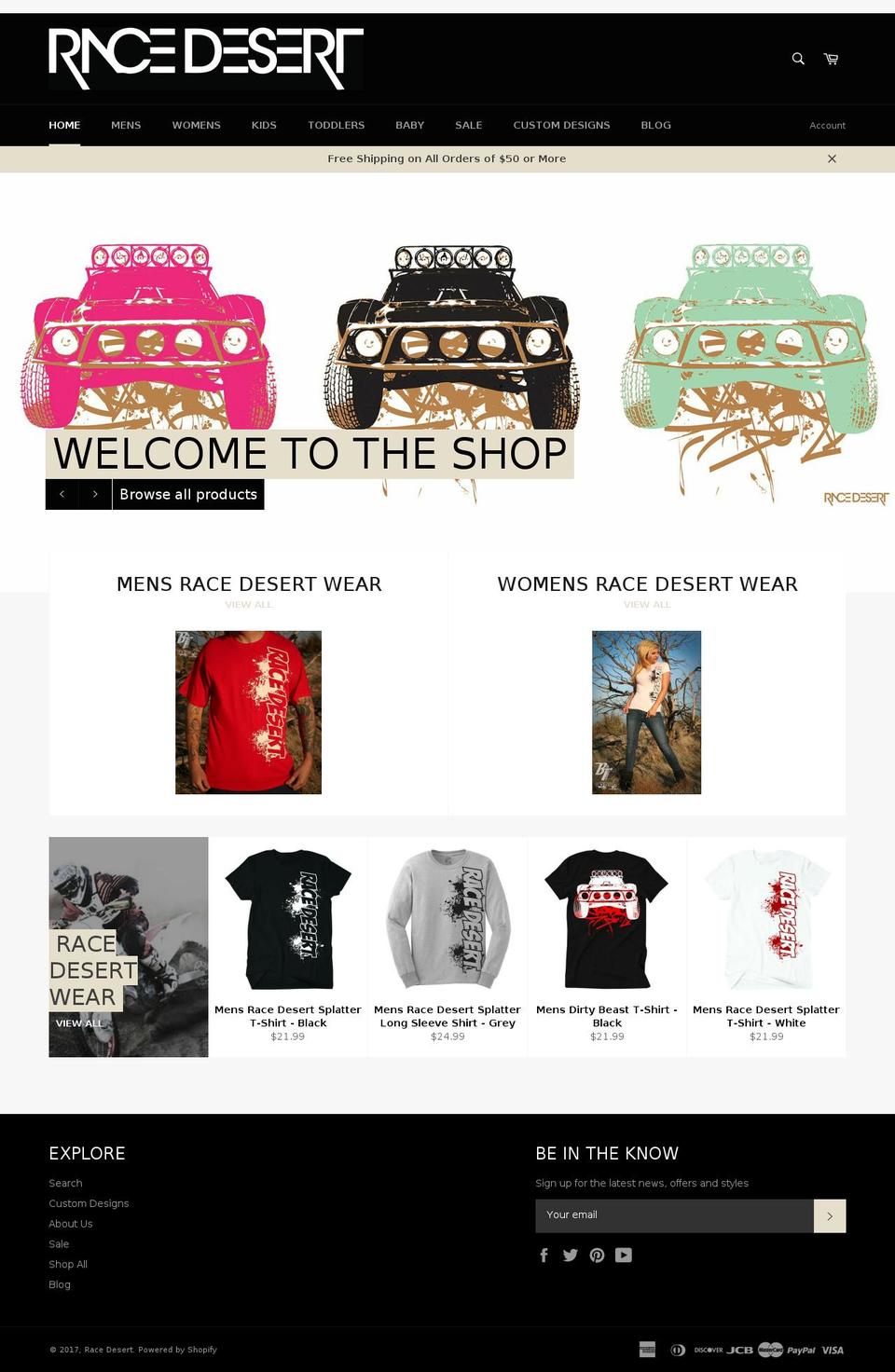 racedesertwear.com shopify website screenshot