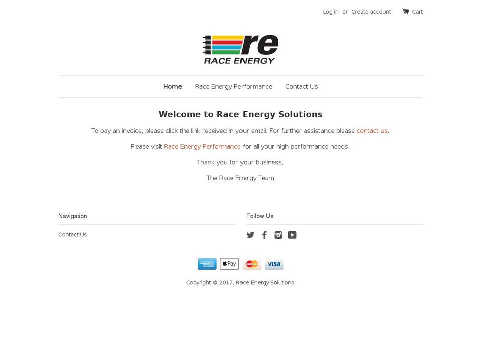 raceenergysolutions.com shopify website screenshot