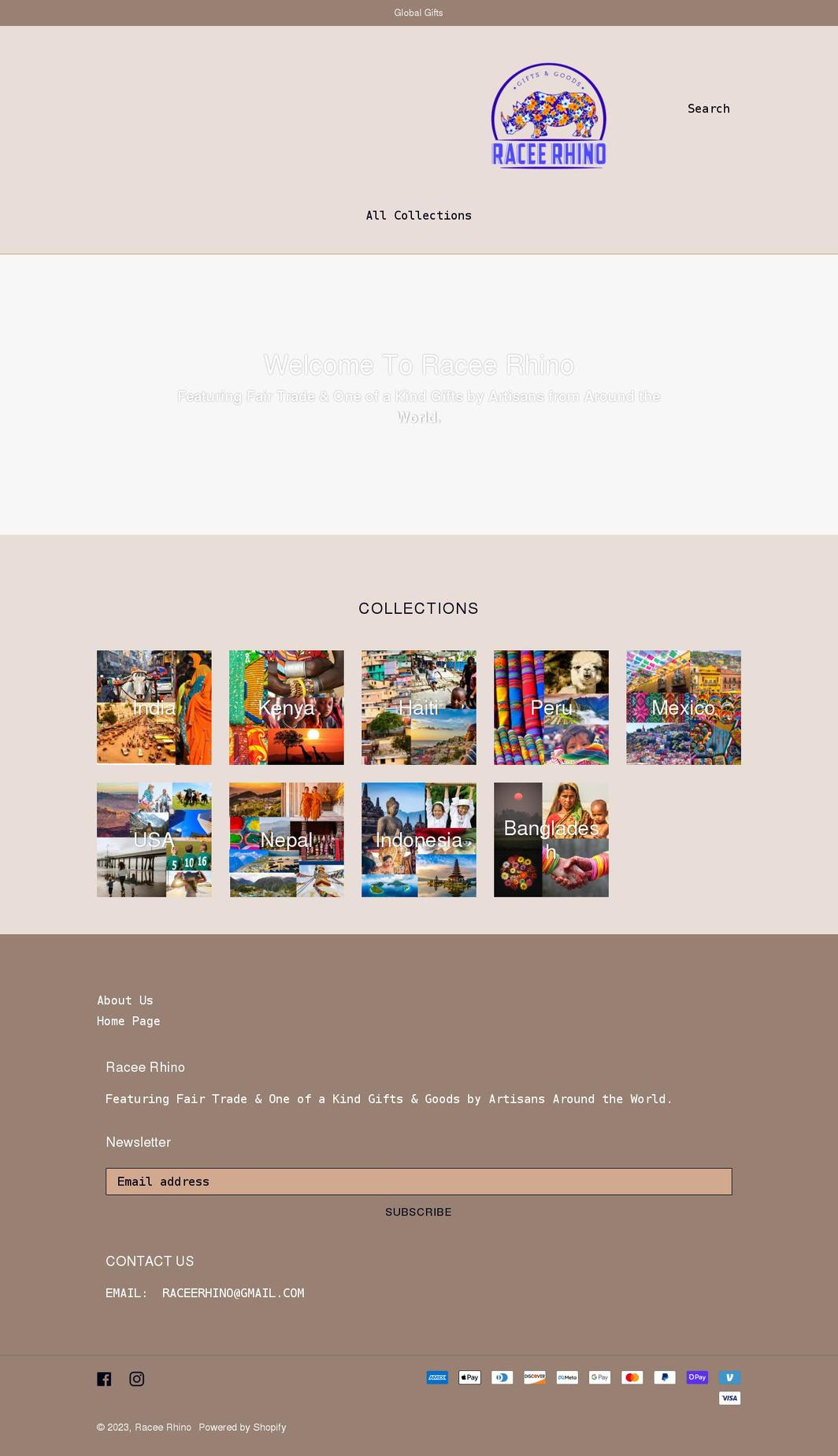 raceerhino.com shopify website screenshot