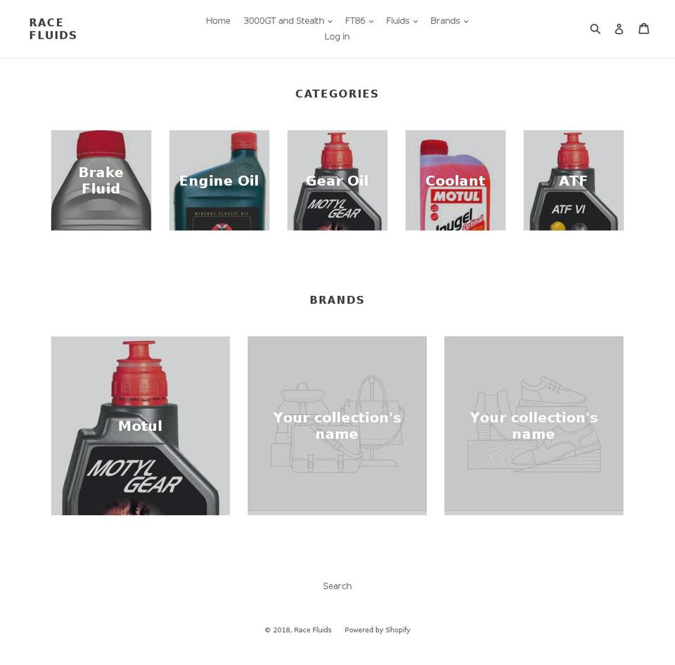 racefluids.com — Shopify storefront screenshot