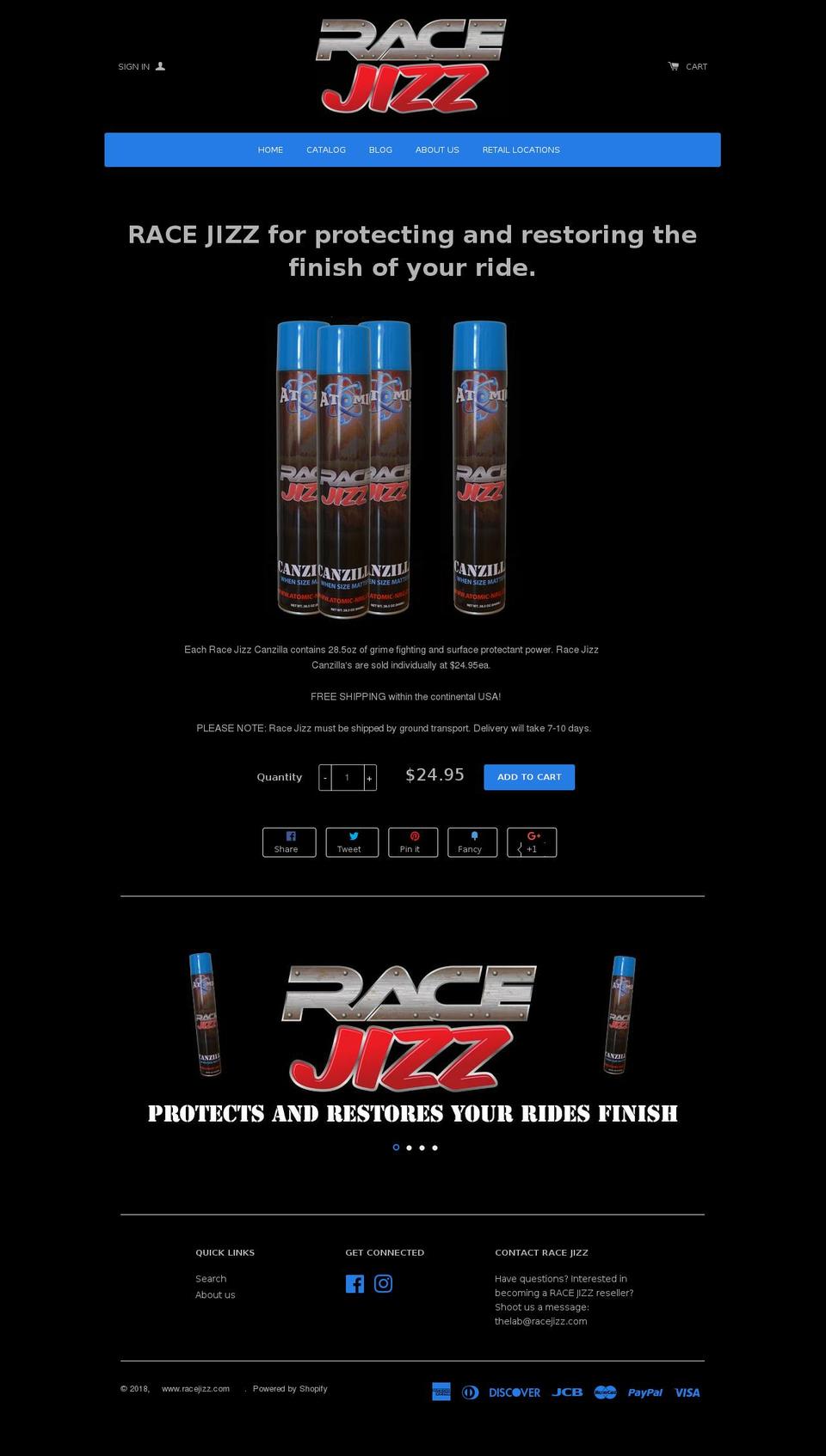 racejizz.com — Shopify storefront screenshot