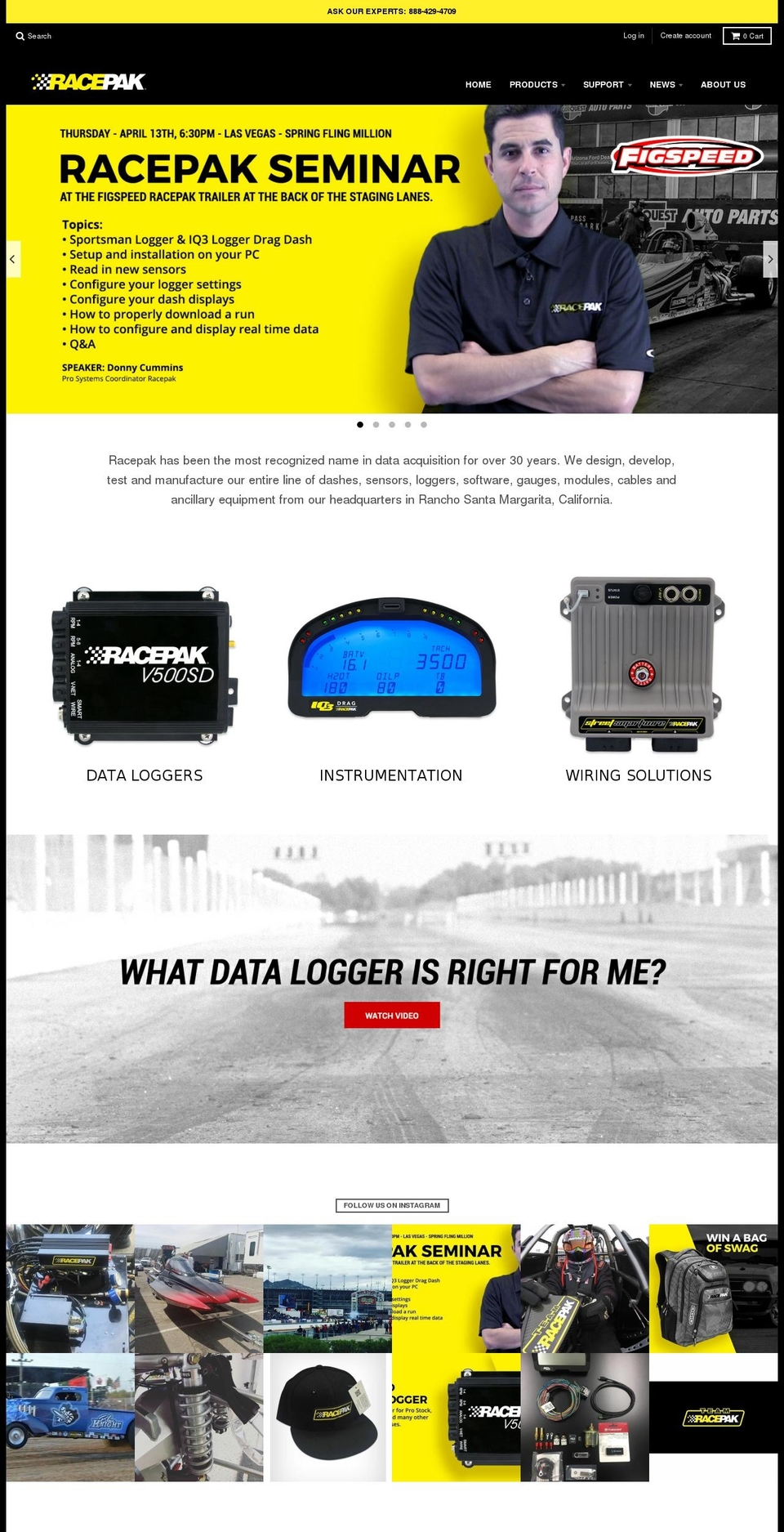 racepak.com shopify website screenshot