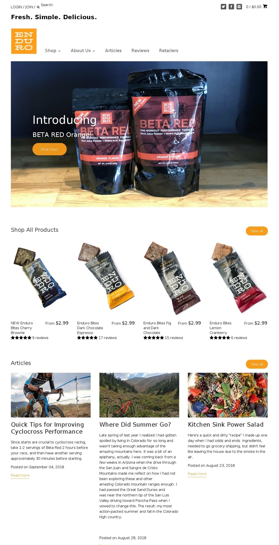 EB Site + Free Shipping Bar Shopify theme site example racereadynutrition.com
