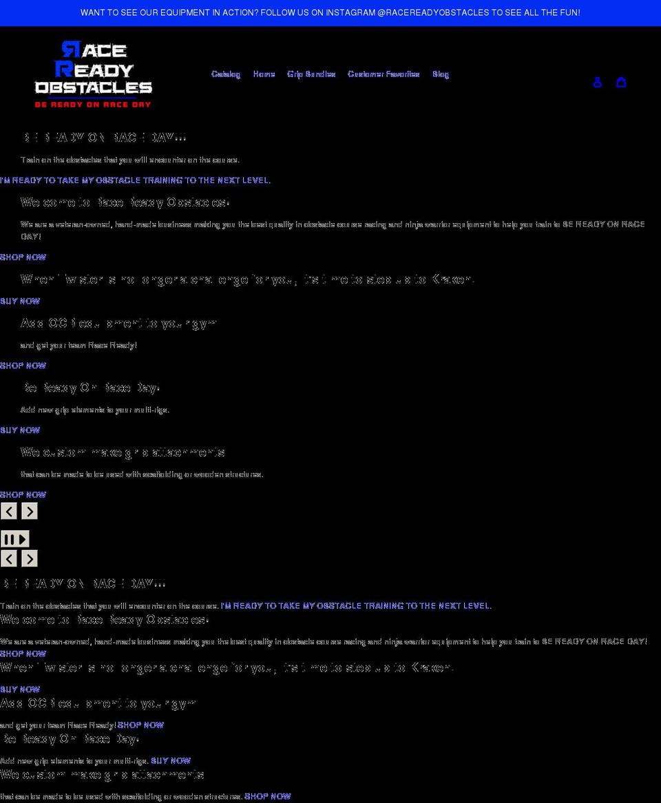 racereadyobstacles.com shopify website screenshot