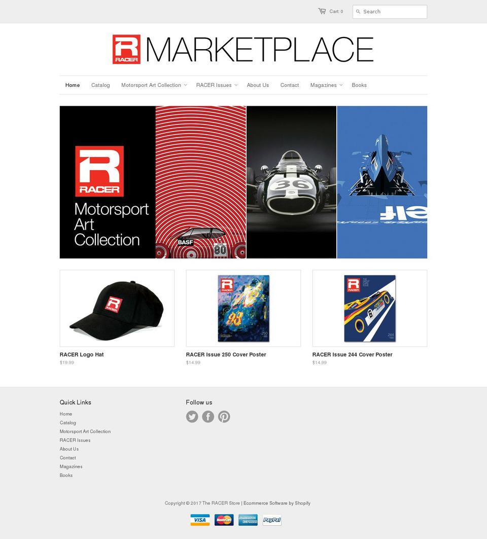 racermerch.com shopify website screenshot
