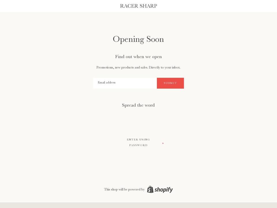racersharp.com shopify website screenshot