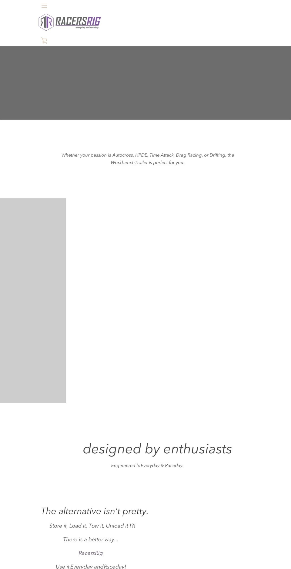 racersrig.com — Shopify storefront screenshot