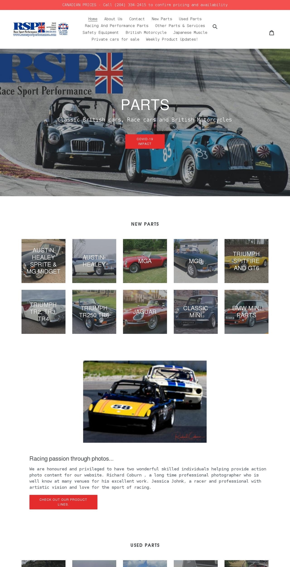 racesportperformance.com shopify website screenshot