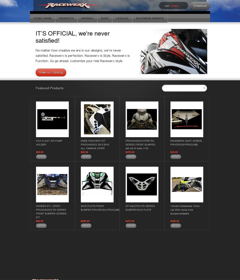 racewerx.myshopify.com shopify website screenshot