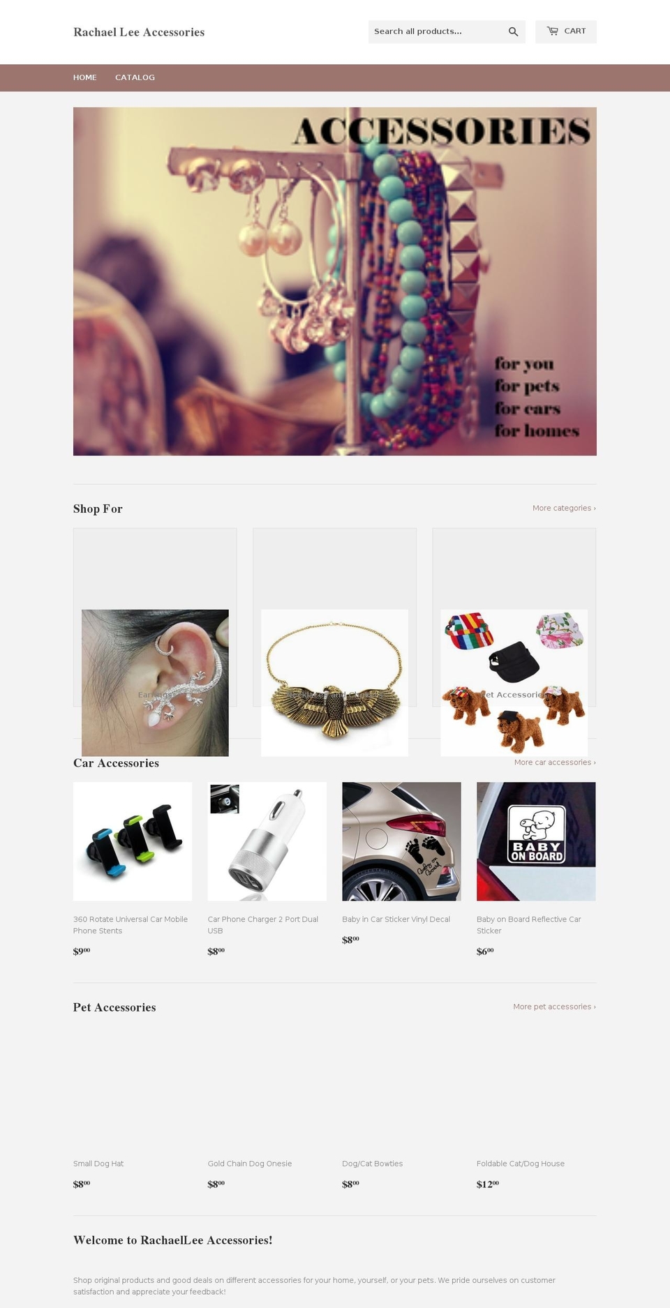 rachaelleeaccessories.com — Shopify storefront screenshot