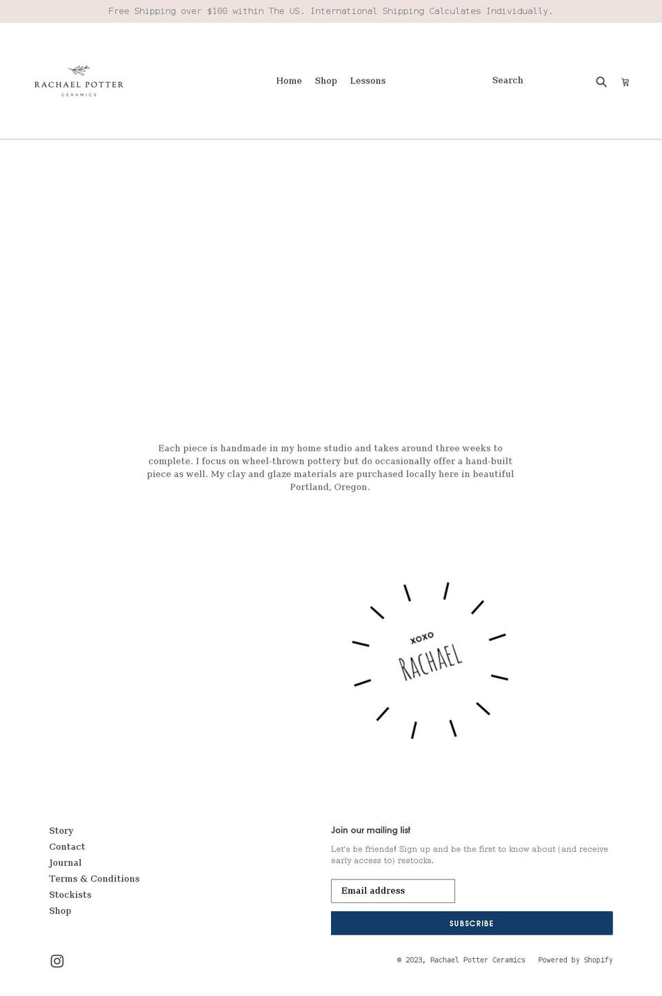 rachaelpotter.com shopify website screenshot